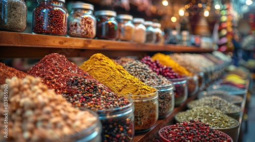 Fototapeta Naklejka Na Ścianę i Meble -  At Istanbul's spice market, a world of fragrant spices and seasonings awaits exploration.