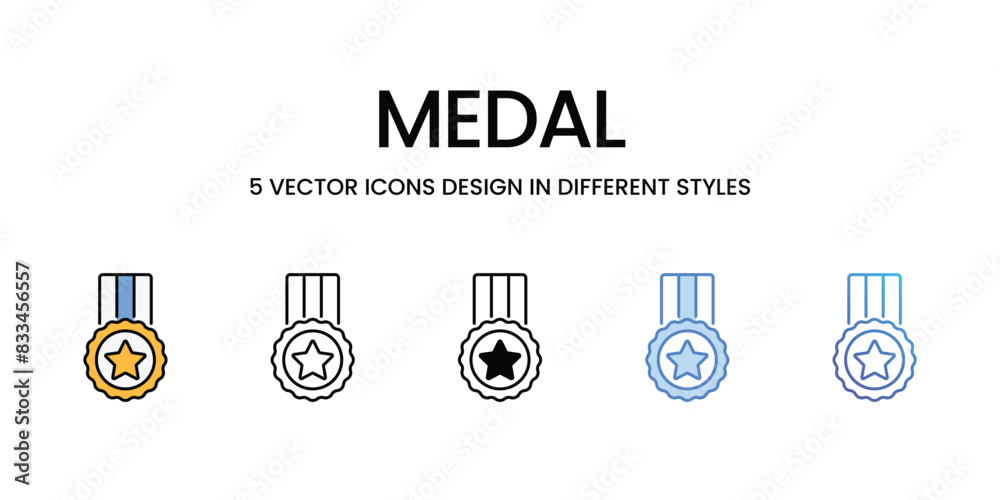 Medal icons vector set stock illustration.