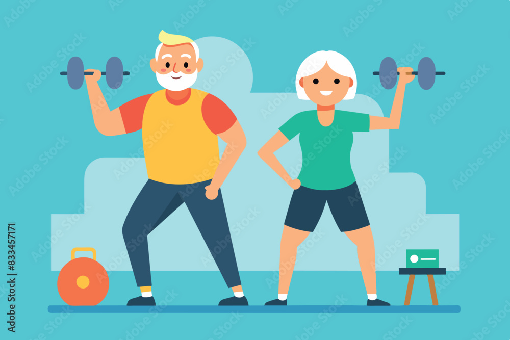 two shabby men at the gym. healthy living in old age. two shabby men at the gym. healthy living in old age.