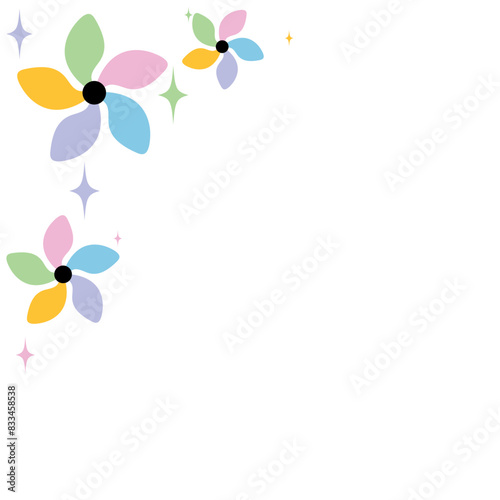 Beautiful cool pinwheel decoration and sparkling stars.