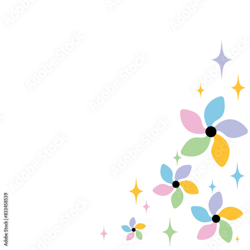 Beautiful cool pinwheel decoration and sparkling stars.