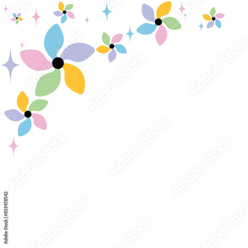 Beautiful cool pinwheel decoration and sparkling stars.