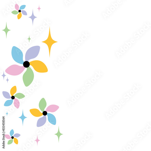 Beautiful cool pinwheel decoration and sparkling stars.