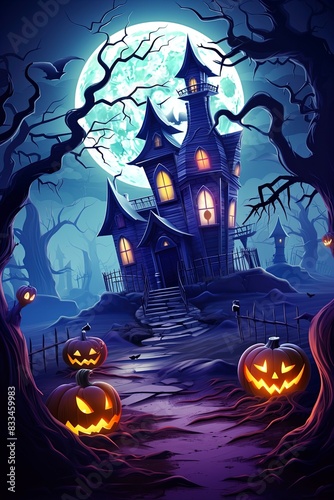 halloween background with pumpkin, generative ai © ImronDesign
