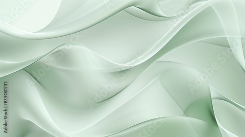 A light green gradient background with wave elements.