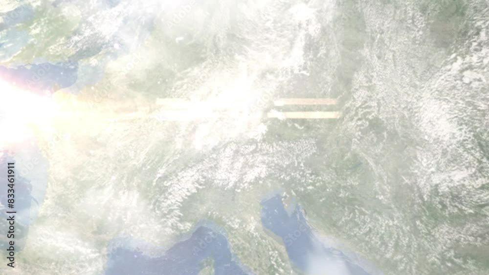 Zoom in from space and focus on Starnberg, Germany. 3D Animation. Background for travel intro. Elements of this image furnished by NASA