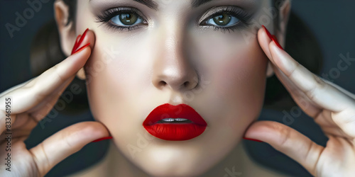 portrait of a woman with red lips, ai generated. © RZ