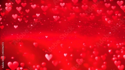 赤いハートのキラキラ背景. Sparkling red heart background. AI generated.