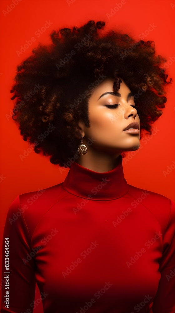 Portrait of a stunning black woman with curly hair, highlighting her natural curls and radiant smile. Portrait of a stunning black woman with curly hair, highlighting her natural curls and radiant smile.