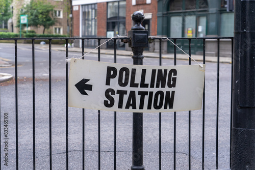 UK and British Elections Polling Station Sign.