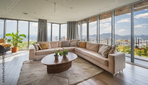 modern living room. sleek, modern living room with minimalist decor.