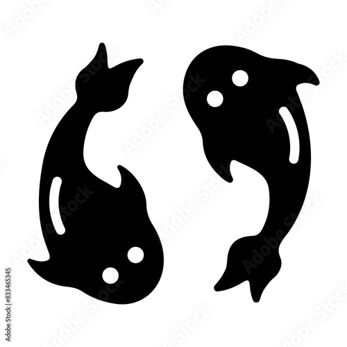 Trendy solid icon of pisces symbol 