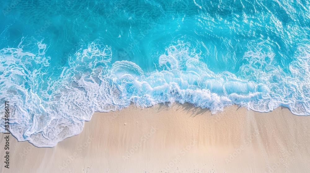 Naklejka premium Aerial View of Tropical Beach with Turquoise Waters