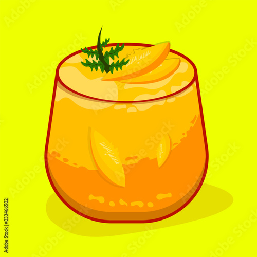 fresh peach sangria juice with mint leaves garnish