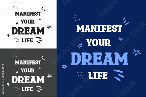 Manifest your dream life quote affirmation lettering poster art. Divine feminine energy women floral aesthetic law of attraction illustration. Groovy text shirt design and print vector