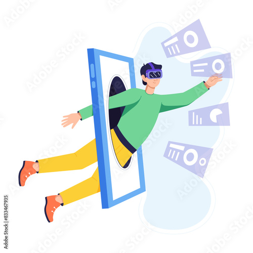 Easy to edit flat illustration of virtual world 
