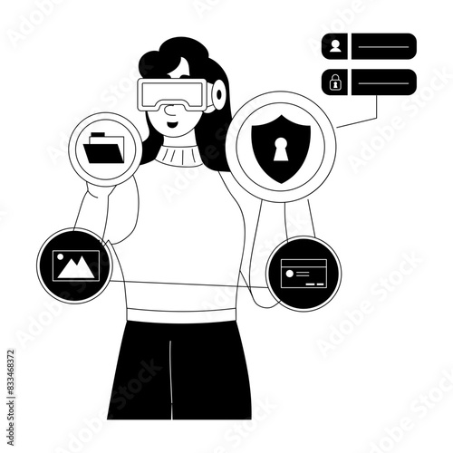 A character based glyph illustration of cybersecurity 