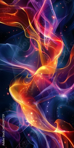 Colorful Flames Dancing in Space