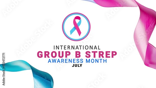 International group b strep awareness month. Pink and Blue color ribbon wave motion. photo