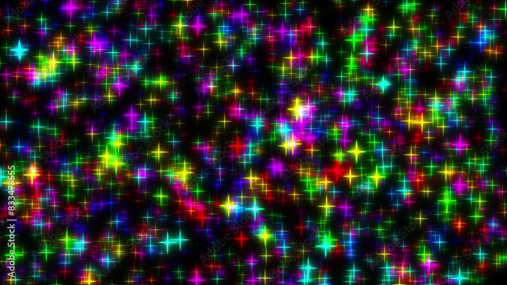 Rainbow Colored Neon Particles Glitter Star VJ Loop. Colorful Glowing VJ Loop Background Rainbow Colored Neon Particles Glitter Star VJ Loop. Colorful Glowing VJ Loop Background