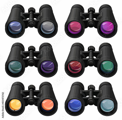 a set of binoculars with different colored lenses