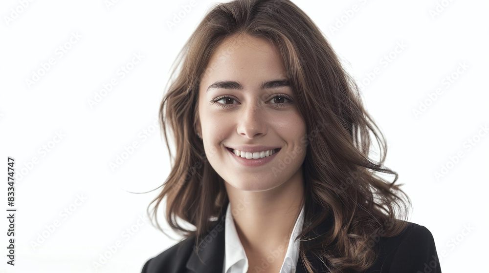 Portrait Of A Smiling Businesswoman Isolated On White Background - Perfect For Professional Profiles And Corporate Branding Portrait Of A Smiling Businesswoman Isolated On White Background - Perfect For Professional Profiles And Corporate Branding