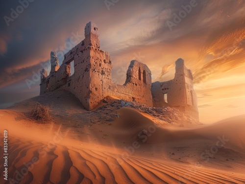 Desert Ruins Under Dramatic Sky