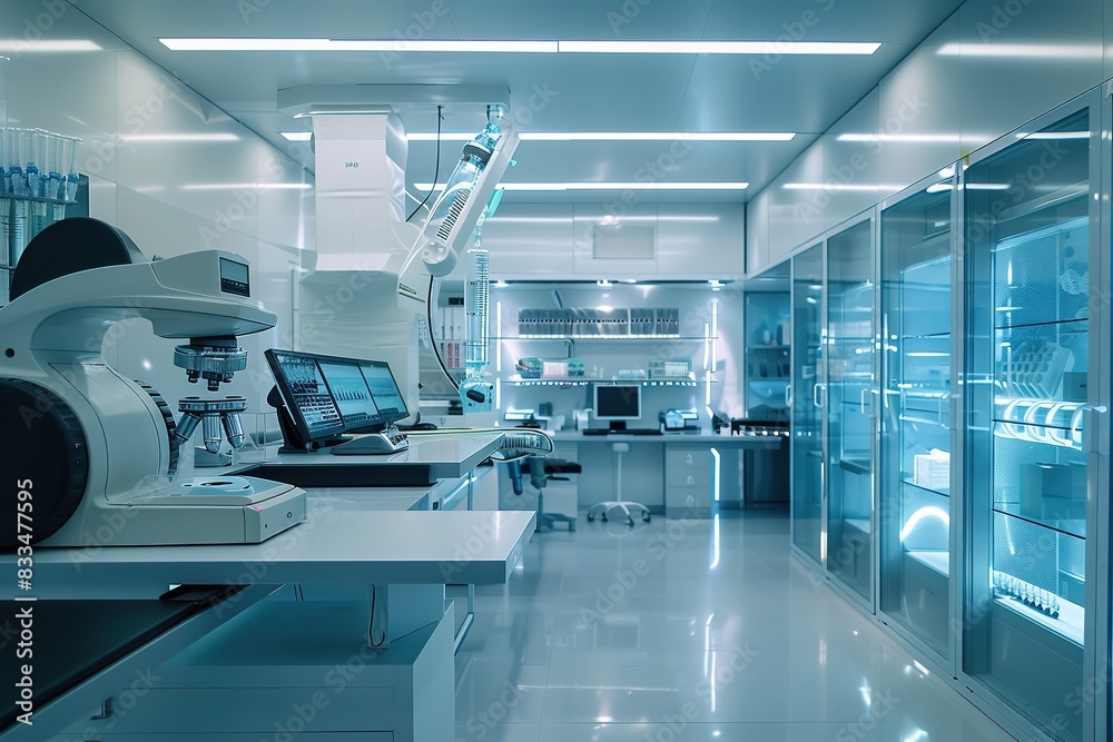 Fototapeta premium Modern lab interior with advanced equipment for genetic research
