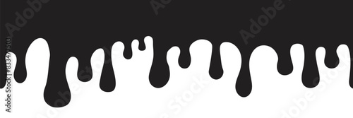 Dripping Paint molten splash, liquid flow abstract shape stain seamless pallern decoration, border. Fluid trickle, stencil.