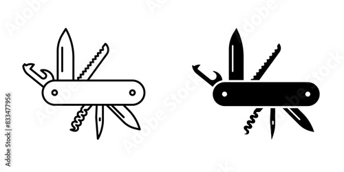 Swiss knife icon. Pocket knife vector illustration. Multi tool symbol. photo