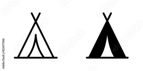 Camping tent icon. Hiking vector illustration. Camp symbol. Shelter sign.