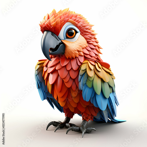 Parrot isolated on white background. 3D illustration. High resolution photo