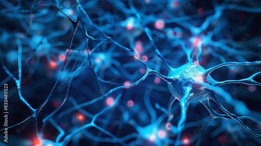Complex neural network in a close-up of a brain, showcasing the detailed structure of neurons. Perfect for healthcare and educational themes Complex neural network in a close-up of a brain, showcasing the detailed structure of neurons. Perfect for healthcare and educational themes