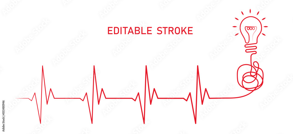 Editable lines heart rhythm illustration with lightbulb, heartbeat line vector design to use for healthcare, business idea, healthy lifestyle, medicine and ekg concept illustration projects.
Editable lines heart rhythm illustration with lightbulb, heartbeat line vector design to use for healthcare, business idea, healthy lifestyle, medicine and ekg concept illustration projects.