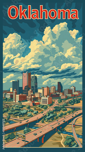 Oklahoma city retro poster photo