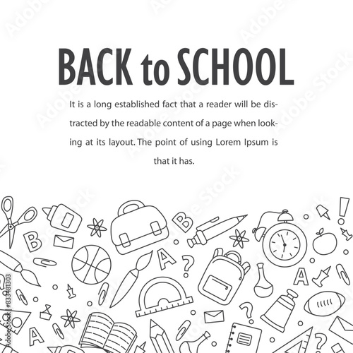 Doodle school icon.Hand drawn stadying education.School supplies and creative elements.Freehand drawing school items.Concept of education. Online education.Doodle sketch style vector.