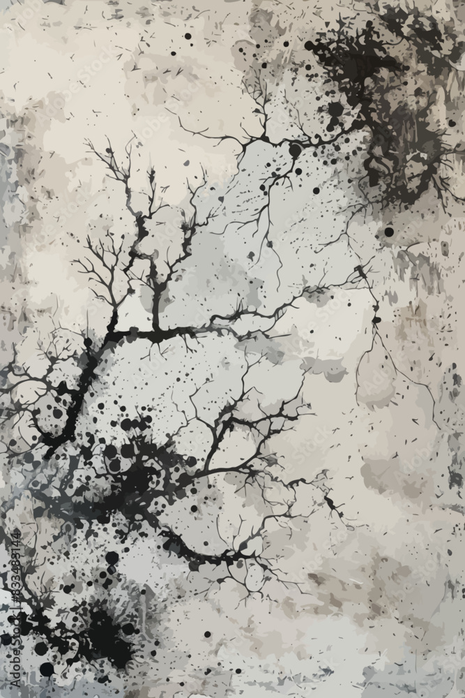 a black and white painting of a tree a black and white painting of a tree