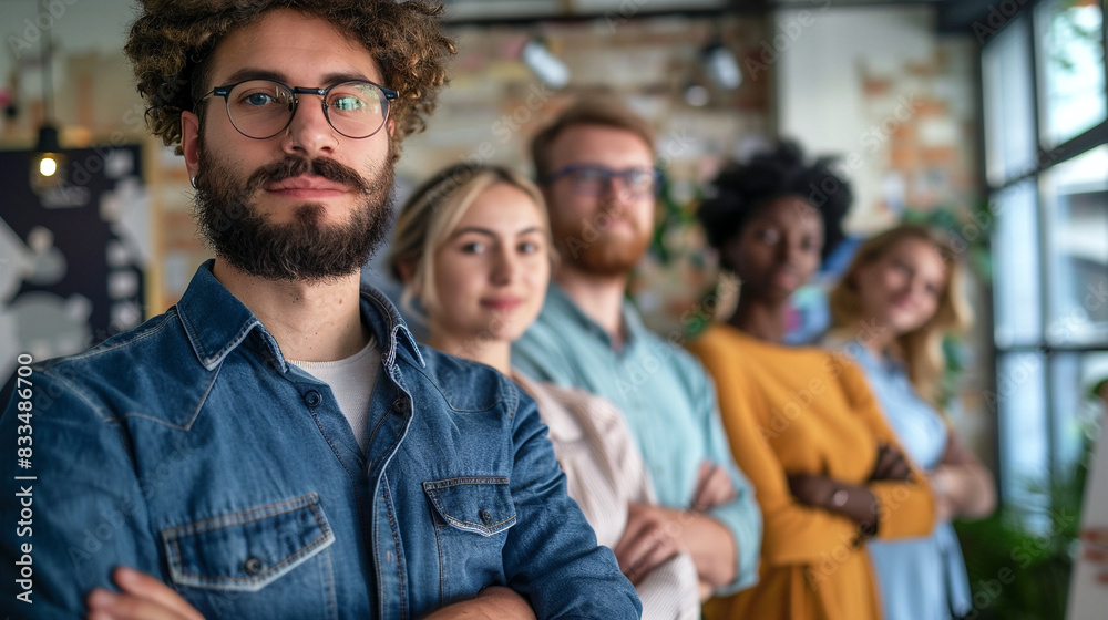 Group Of Business People With Arms Crossed At A Startup, Representing Teamwork, Collaboration, And Entrepreneurship Group Of Business People With Arms Crossed At A Startup, Representing Teamwork, Collaboration, And Entrepreneurship