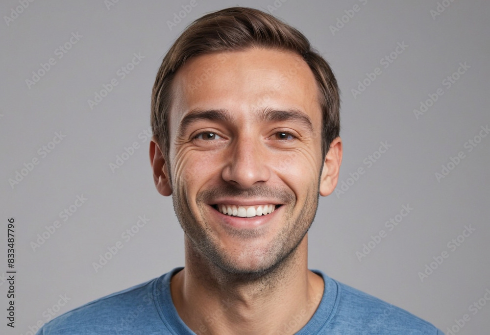 portrait view of a regular happy smiling Europeans man , ultra realistic, candid, social media, avatar image, plain solid background portrait view of a regular happy smiling Europeans man , ultra realistic, candid, social media, avatar image, plain solid background