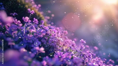 Purple flowers of katakuri soaking up the spring sun photo