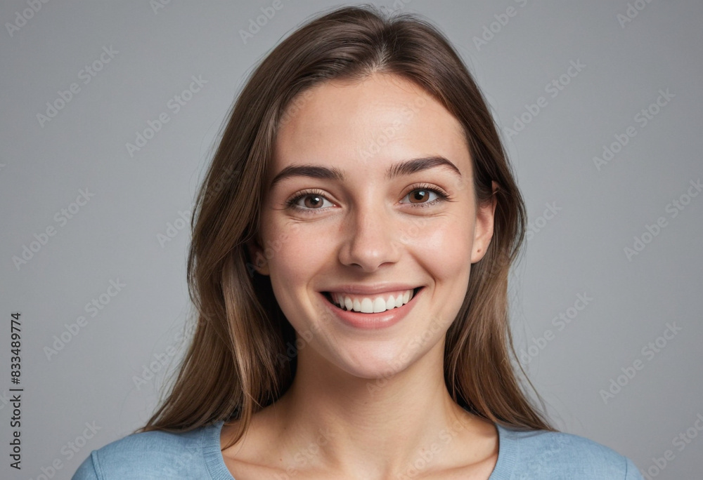 portrait view of a regular happy smiling Europeans woman , ultra realistic, candid, social media, avatar image, plain solid background portrait view of a regular happy smiling Europeans woman , ultra realistic, candid, social media, avatar image, plain solid background