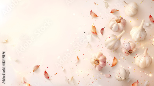 Garlic and herbs cooking ingredient antimicrobial isolated on white background 