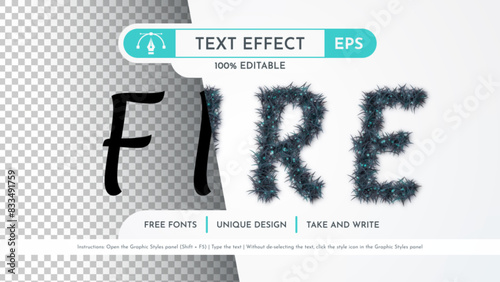 271-fur_glowBlue Firefly Editable Text Effect, Graphic Style. Vector Mockup and Template. Slogan and Brand Company.