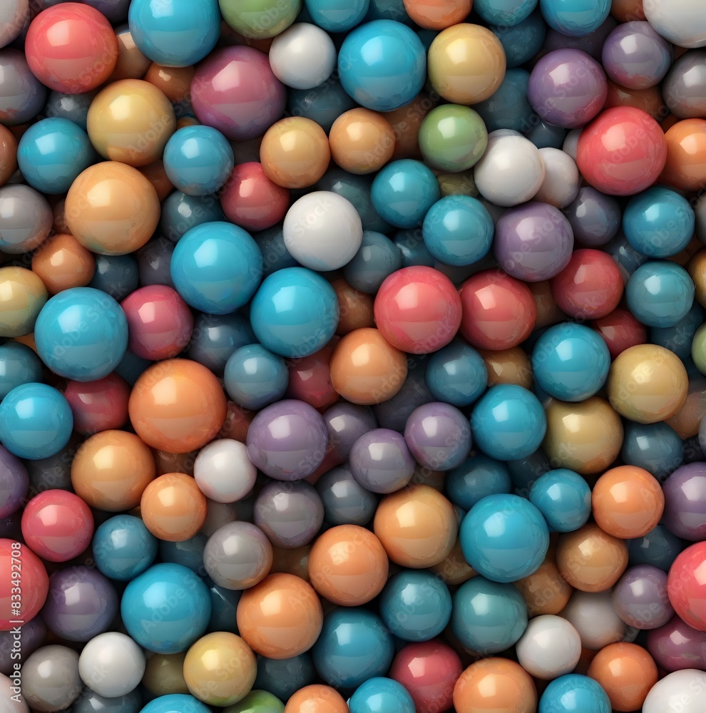 Round sphere in bright colors like red, yellow, and green fill a colorful background Generative AI