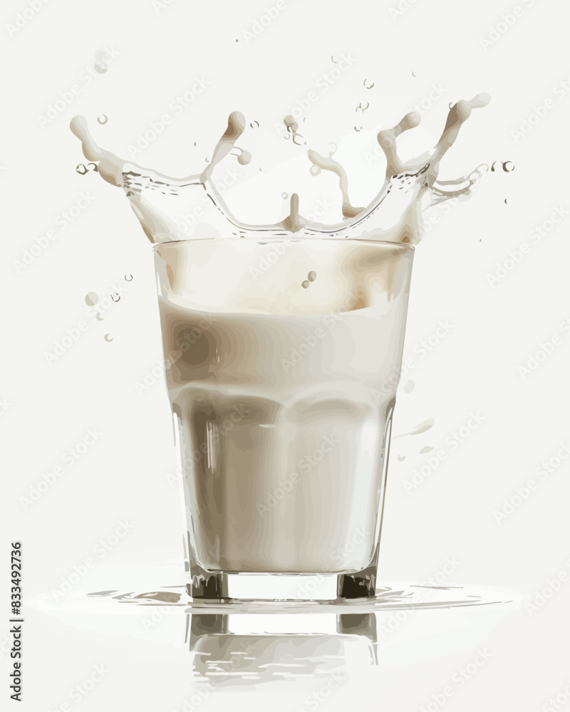 milk splashing into a glass of milk on a white background milk splashing into a glass of milk on a white background