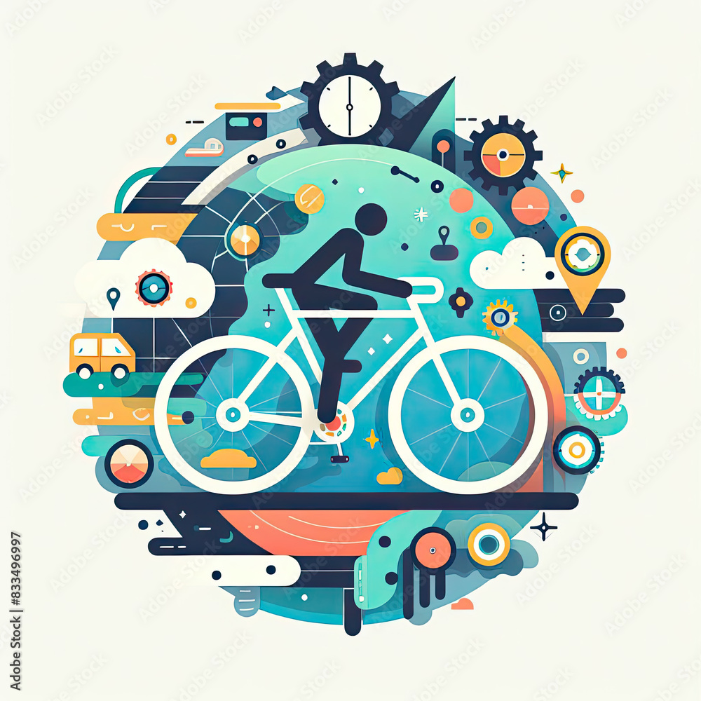 Fototapeta premium World Bicycle day with art illustration style