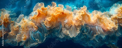 A close-up of nature coral atoll formations, the details and colors of the corals captured in stunning clarity photo
