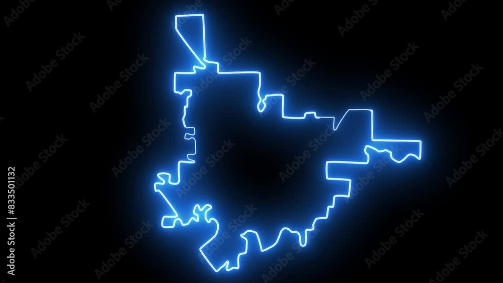 map of Gainesville in Florida with a neon effect that glows blue