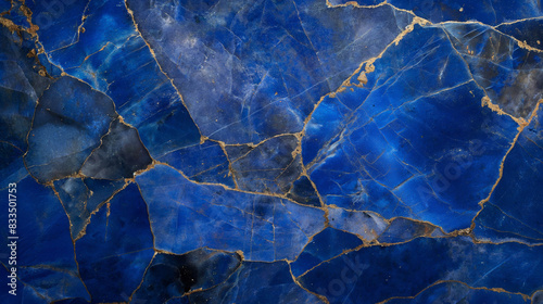 Blue Marble texture with Golden Veins and Intricate Patterns. Background, textured backdrop. 