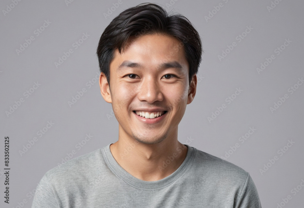 portrait view of a regular happy smiling Asians man , ultra realistic, candid, social media, avatar image, plain solid background portrait view of a regular happy smiling Asians man , ultra realistic, candid, social media, avatar image, plain solid background